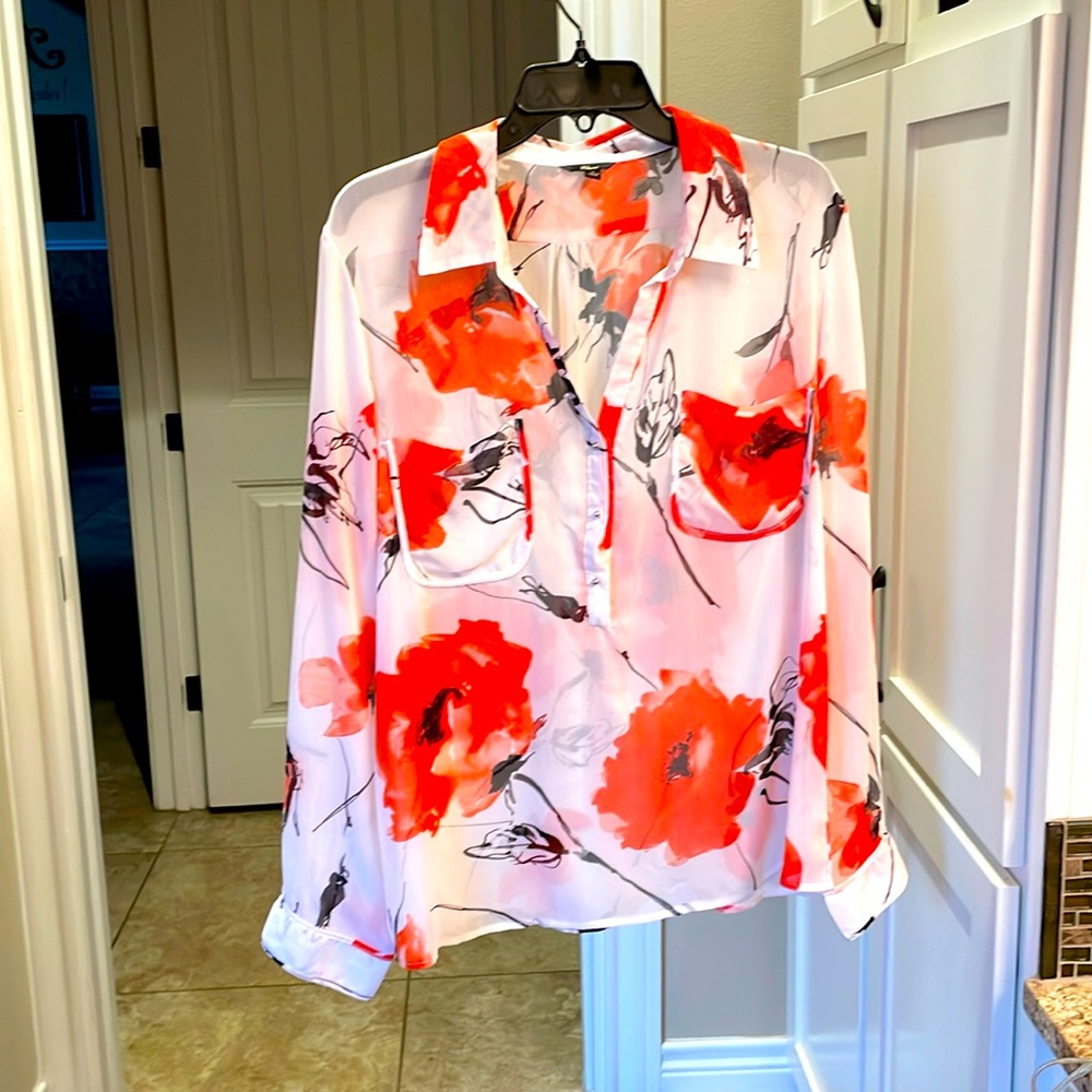 Pretty, silky feeling sheer blouse